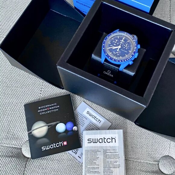 Authentic OMEGA X SWATCH Bioceramic MoonSwatch Mission to Neptune Blue Unisex - Picture 9 of 13